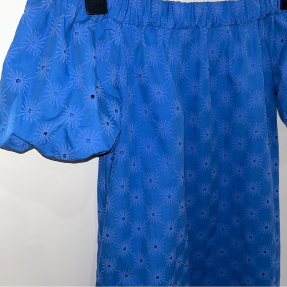 New Zara embroidered off-the-shoulder Eyelet short puff sleeve mini dress XS - Picture 4 of 11